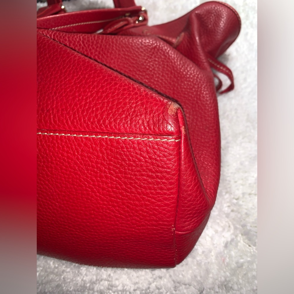 Dooney & Bourke Draw String Red Handbag- Preloved - image 3